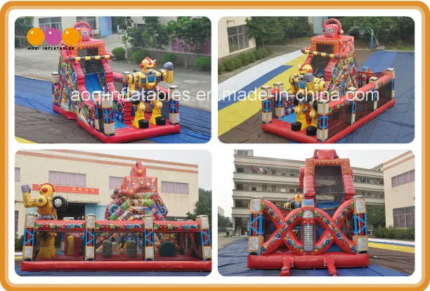 Kids Slides Inflatables Red Robot Inflatabble Slides with Printing (AQ01746)