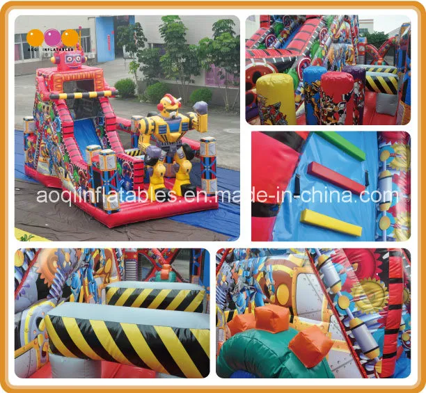 Kids Slides Inflatables Red Robot Inflatabble Slides with Printing (AQ01746)