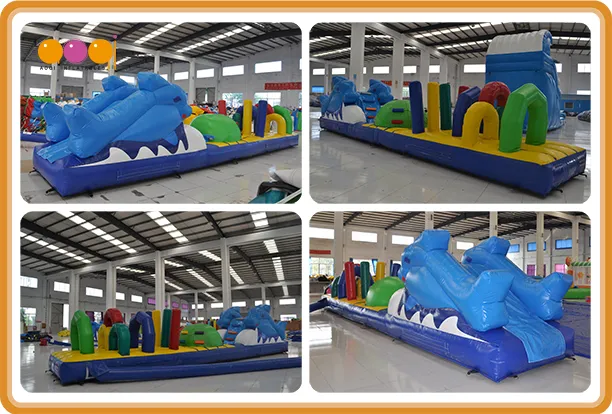 New Design Inflatable Porpoise Dolphin Inflatable Obstacle Course for Sale (AQ14138-1)