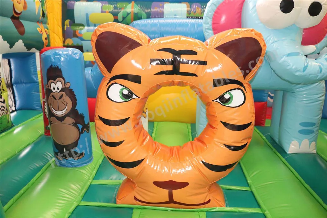 New Design Lovely Cute Tiger Inflatable Jumper Bounce House Slide Combos (AQ01765)