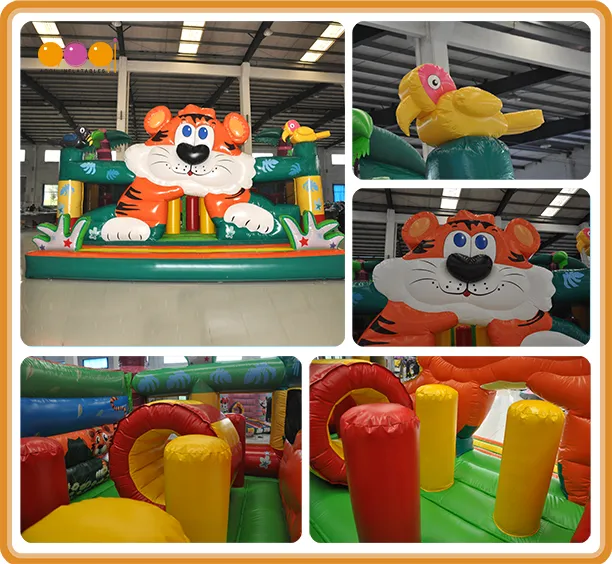 New Style Inflatable Tiger Fun City with Obstacle Courses for Kids (AQ13212)