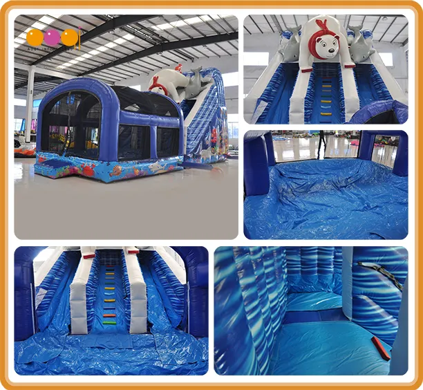 Polar Bear Slide with Pool Inflatable Water Slide (AQ01579)