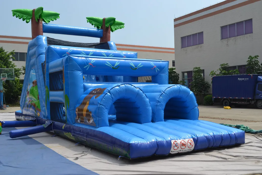 Popular Blue Jungle Obstacle Outdoor Crazy Inflatable (AQ1412-1)