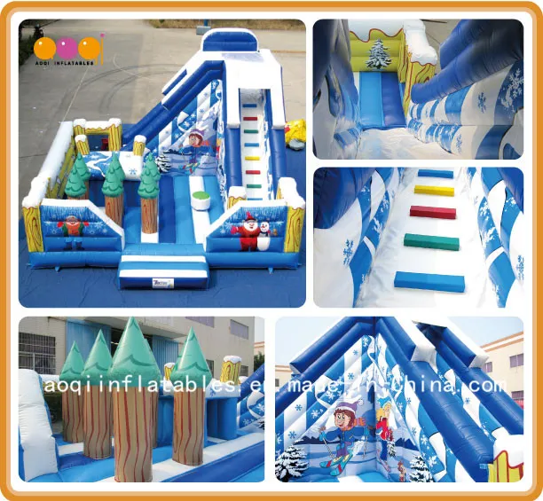 Snow Christmas Fun City with Big Bounce Room and Slide (AQ0160-2)