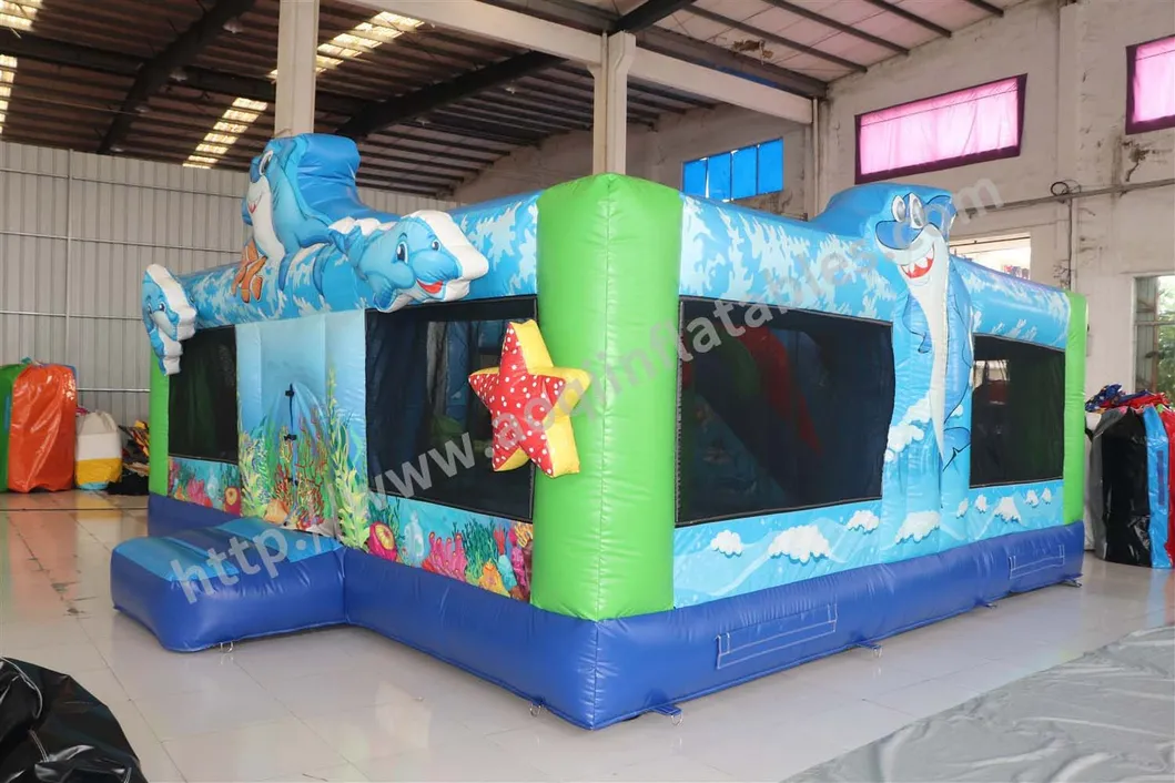 Underwater World Theme Inflatable Jumping Bouncer House with Inflatable Toys (AQ13206)