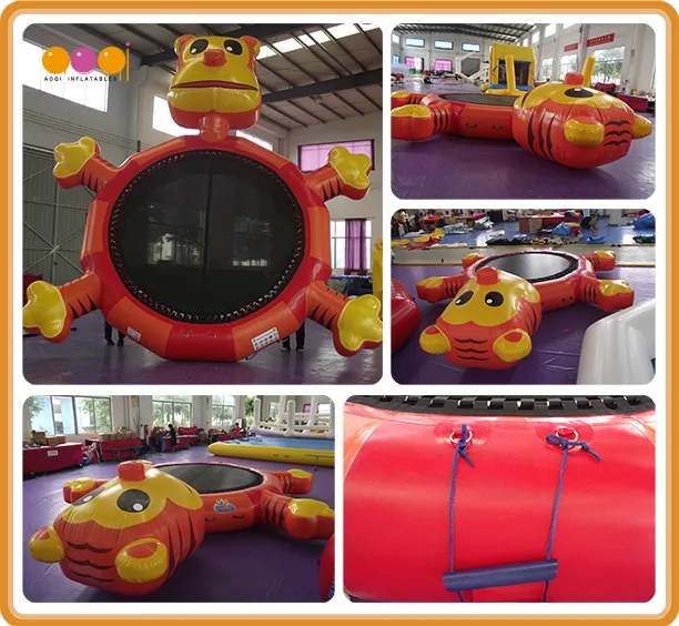 Water Play Equipment Cute Tiger Inflatable Water Trampolin for Adults Kids (AQ3104)