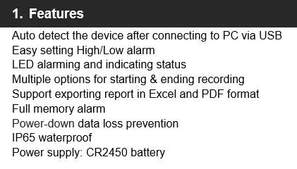 USB Type Temperature Data Logger with Ntc Probe Ld9101t