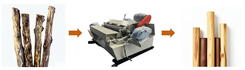 2900 mm Log Debarking and Rounding Machine for Rubber Wood