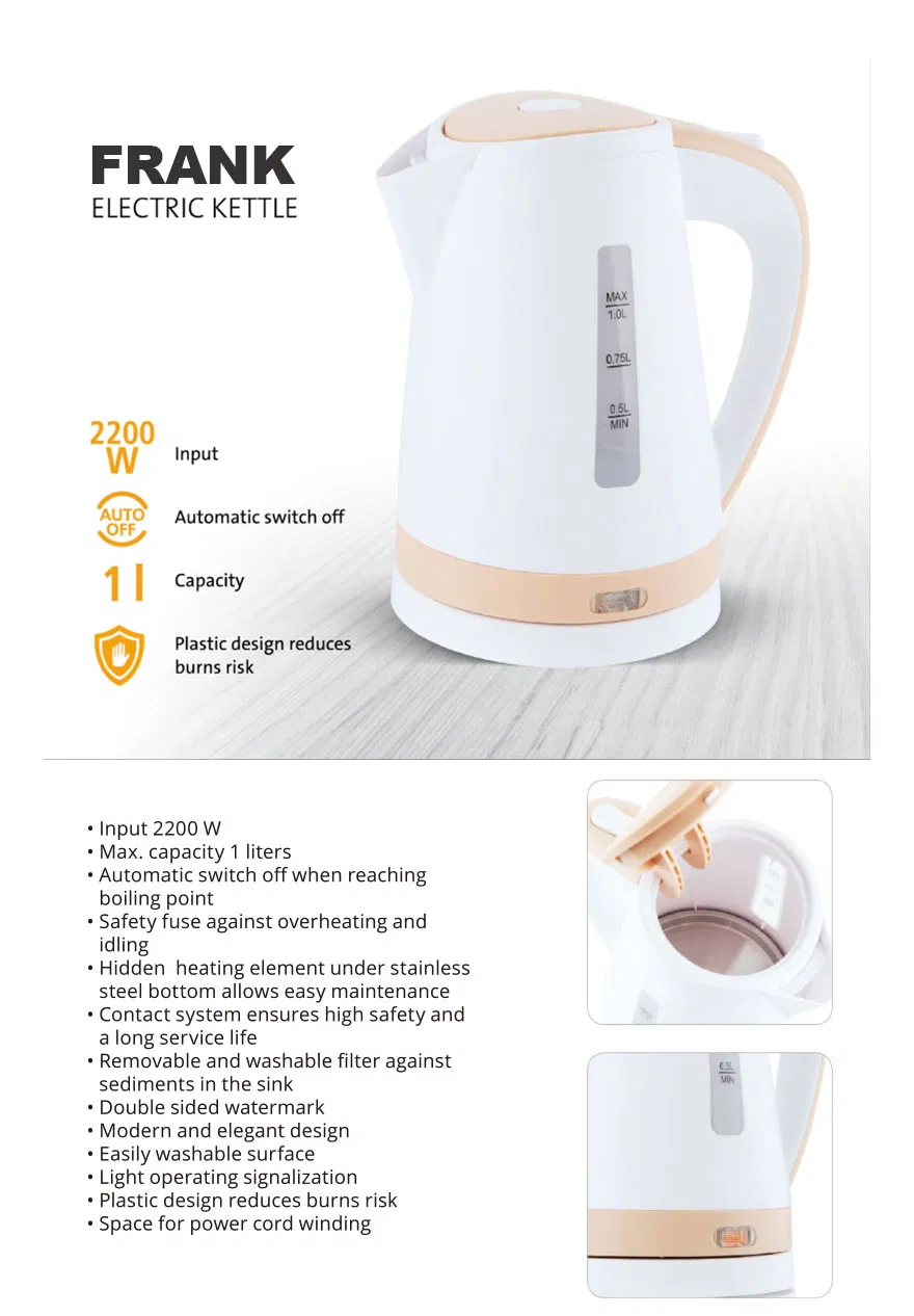 1.0L 2200W Food Grade Small Electric Kettle for Office