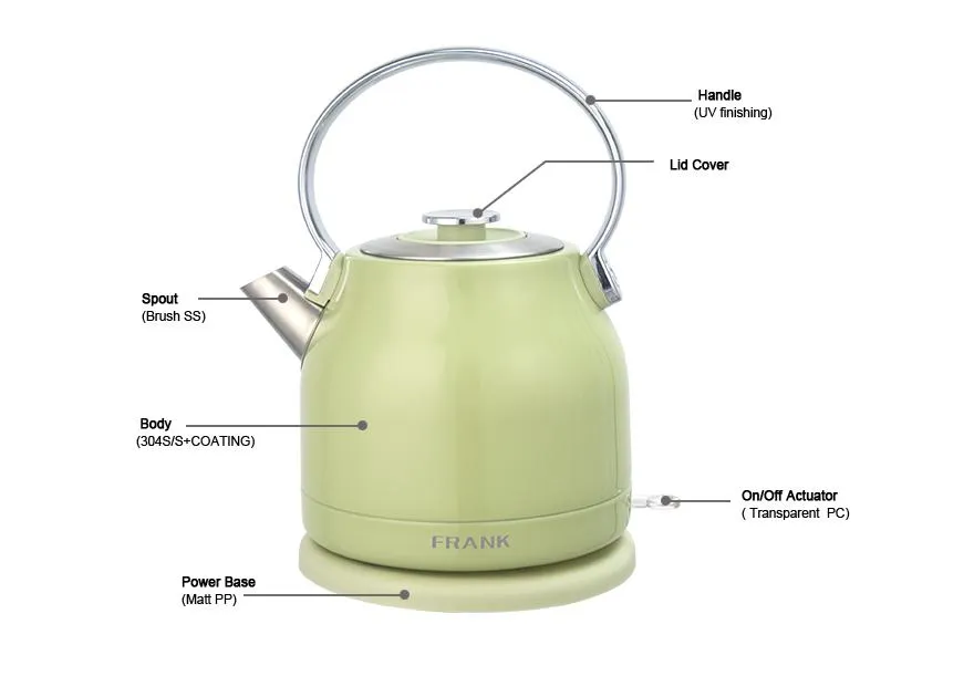 1.5L 304SUS Electric Retro Kettle for Home with GS Certifcate