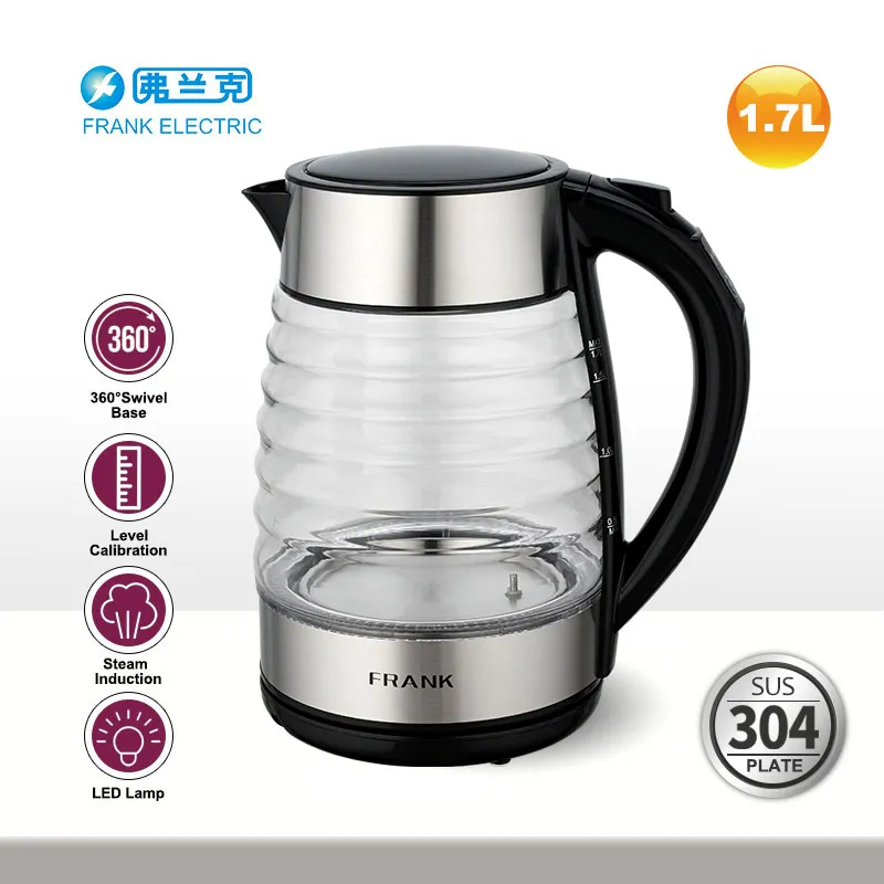 1.7L Digital Glass Electrical Kettle with Control Panel on Handle