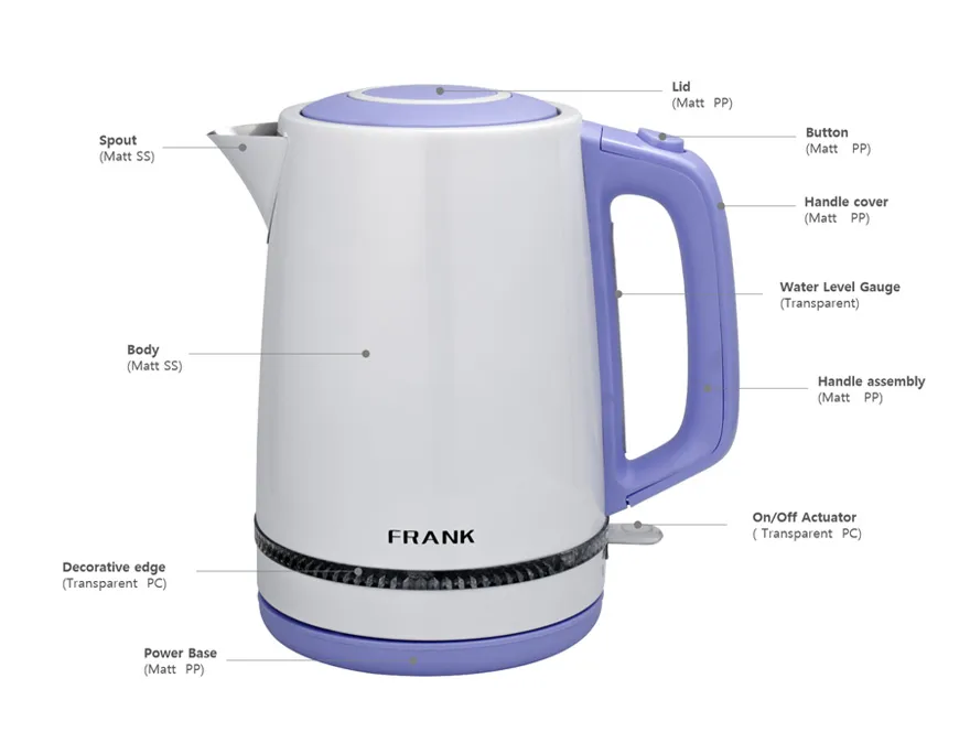 1.7L Electric Water Kettle Stainless Steel Material with Color Coating