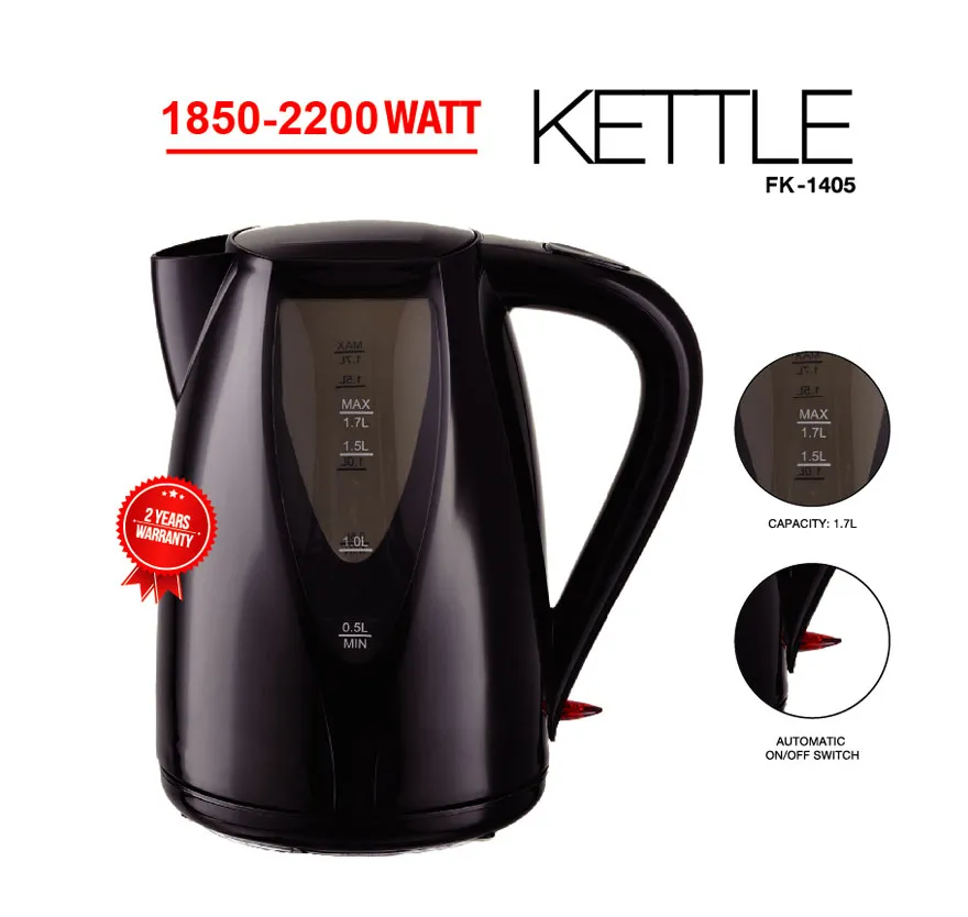 1.7L Food Grade Plastic Kettle with Double Golden Temperature Control