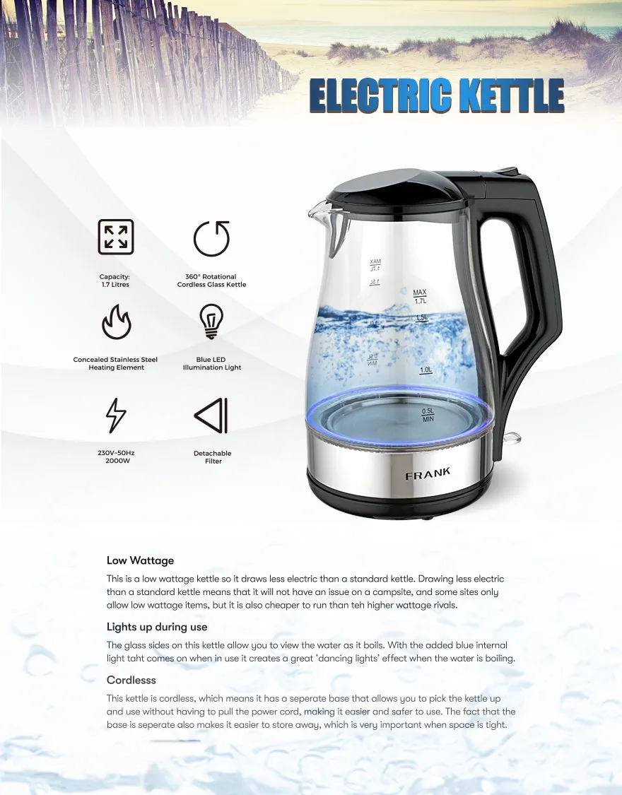 1700ml Electric Kettle Water Boiler Electric Water Kettle