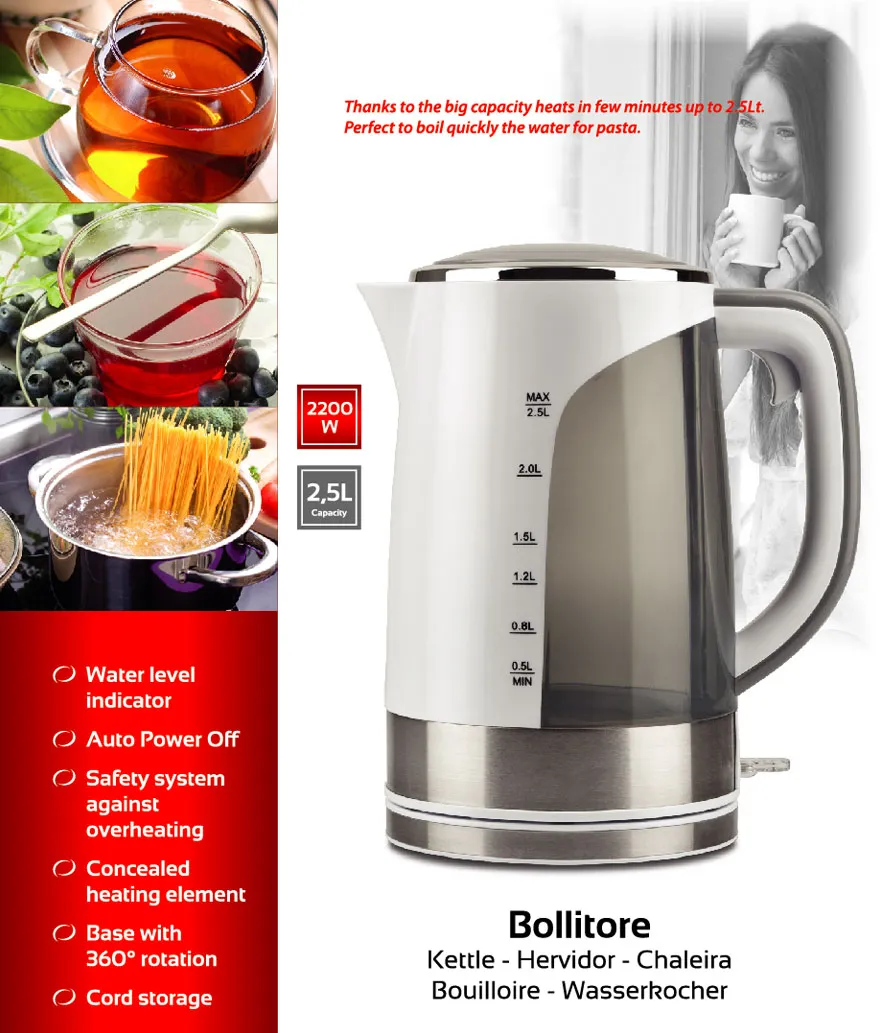 2.5L Fast Boiling Electric Tea Kettle for Big Family