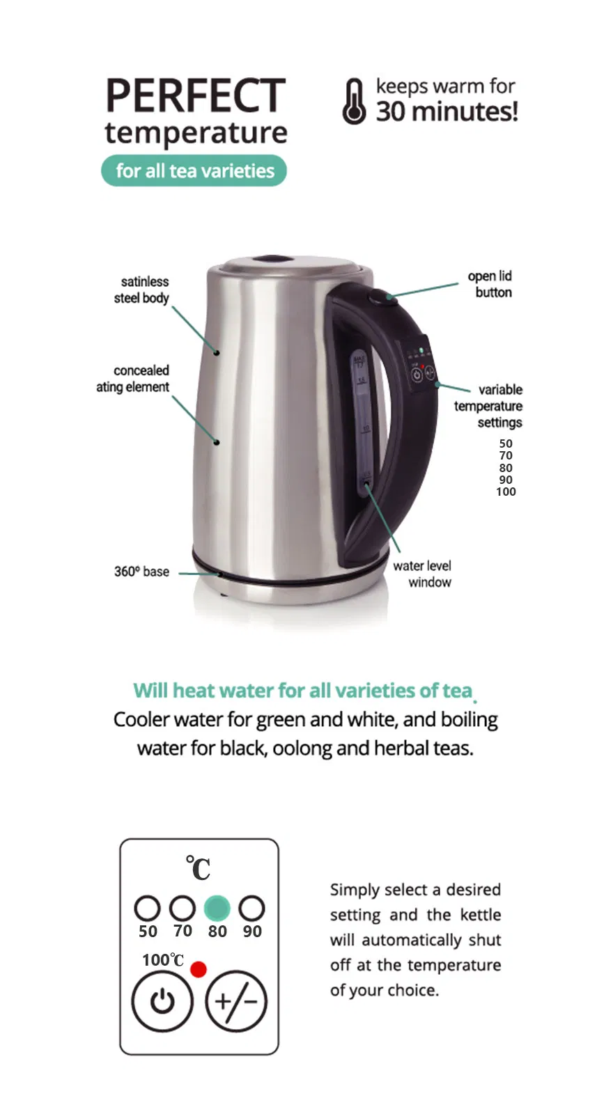 2200W Digital Electric Kettle 304stainless Steel High Quality