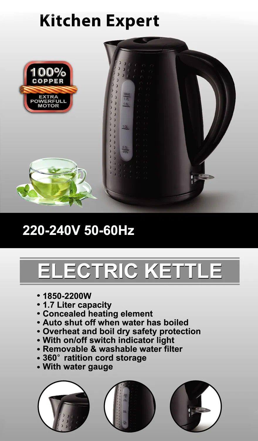 BPA Free Cheap Price Electric Kettle Have GS CB Certificates