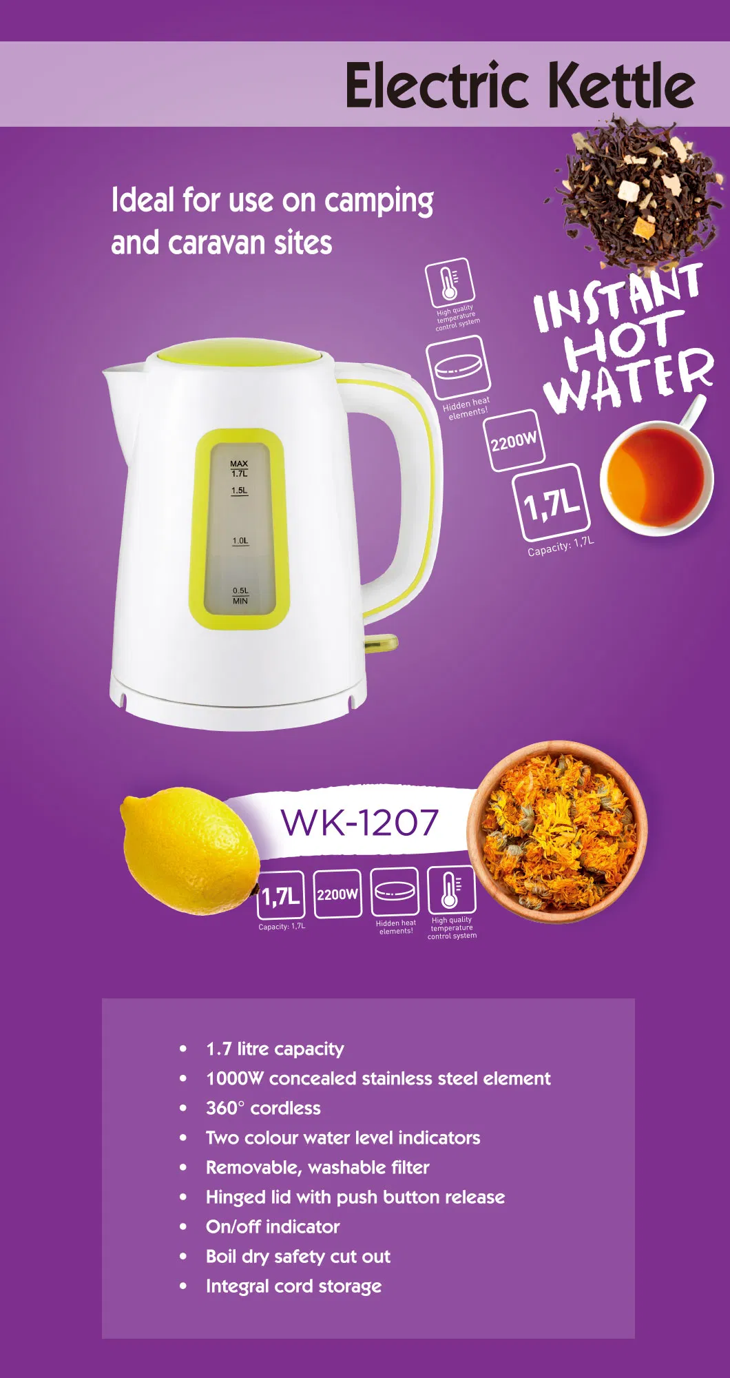 Plastic Electric Tea Kettle for Home Use