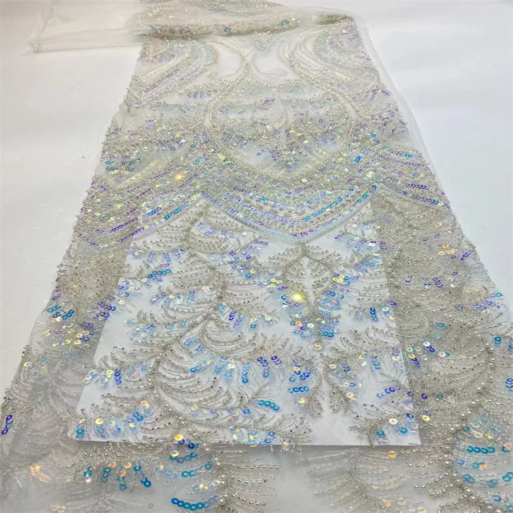 Classicc OEM Manufactured Beads Embroidery Lace Fabrics for Wedding Dresses