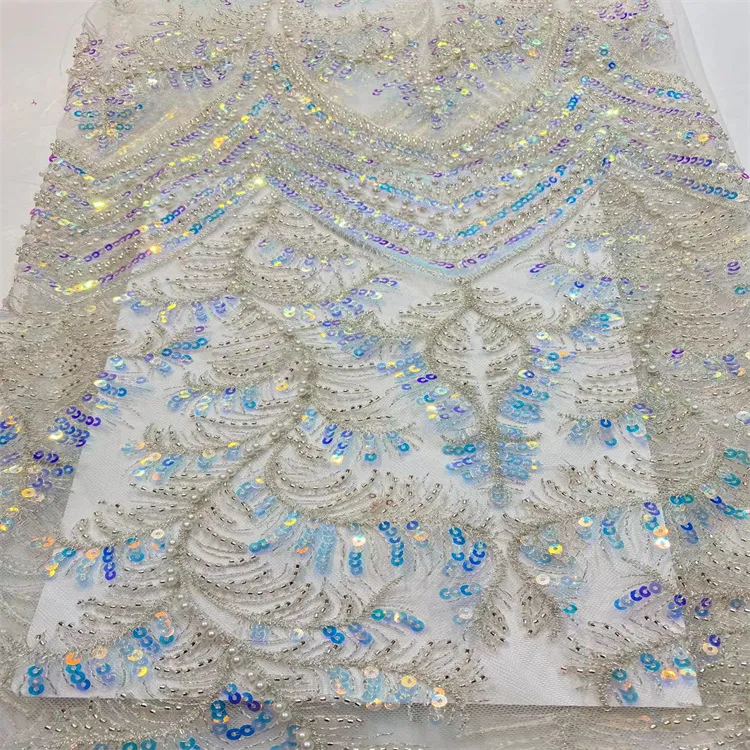 Classicc OEM Manufactured Beads Embroidery Lace Fabrics for Wedding Dresses