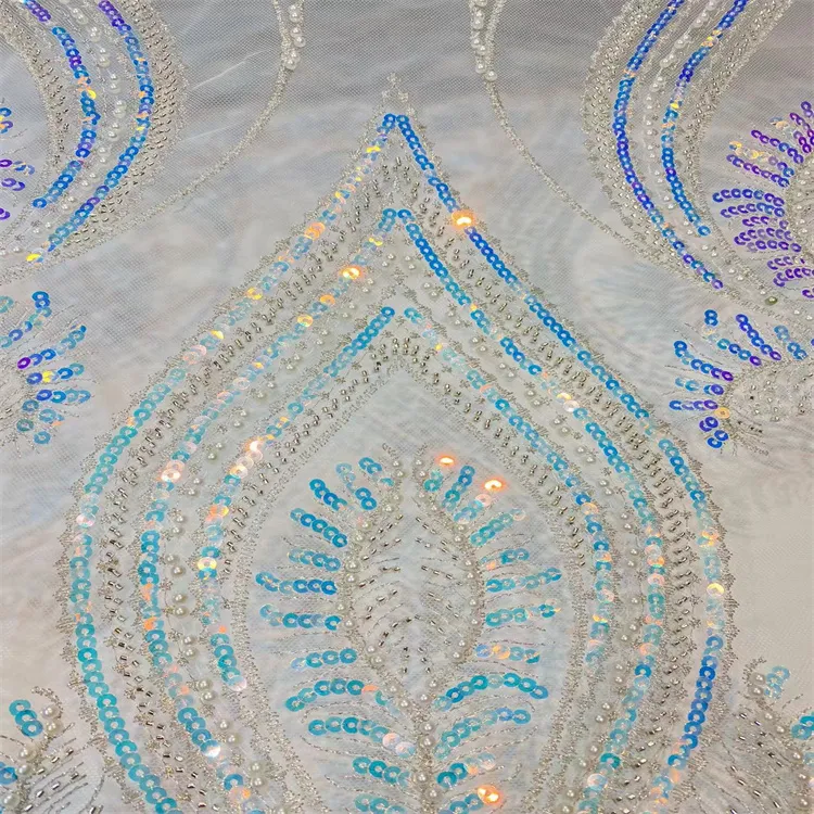 Classicc OEM Manufactured Beads Embroidery Lace Fabrics for Wedding Dresses