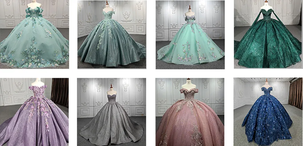 Customized Glitter Heavy Beaded Ball Gown Women′s Bridal Wedding Dresses with Sleeves