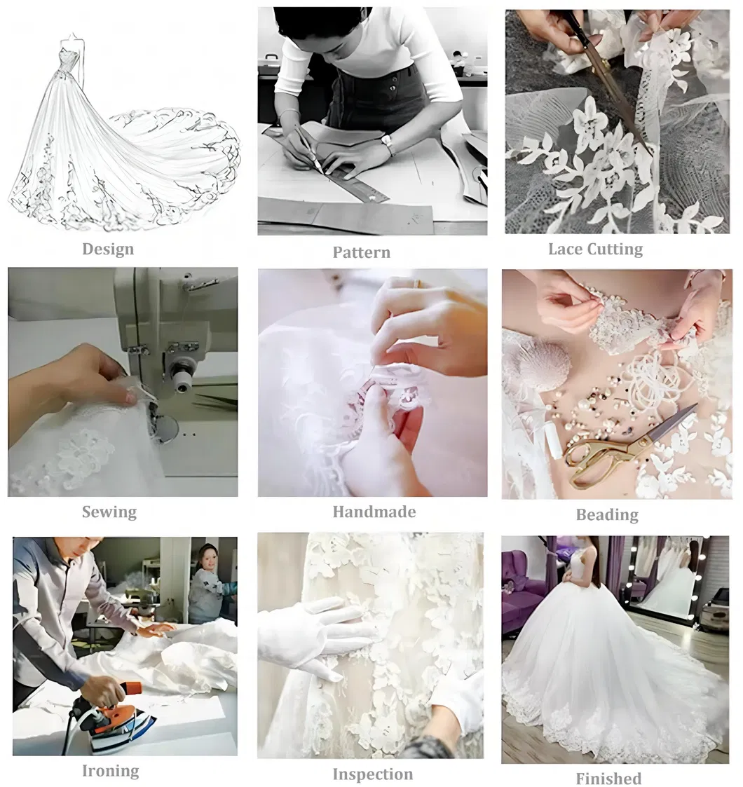 Customized Ivory Handmade Sequins Beaded Women′s Bridal Wedding Dresses