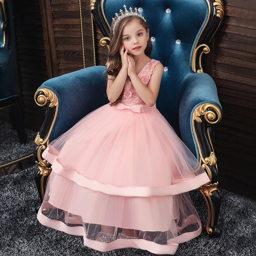 Kids Evening Gown Girls Flower Dress 14 Years Old Tulle Princess Dresses