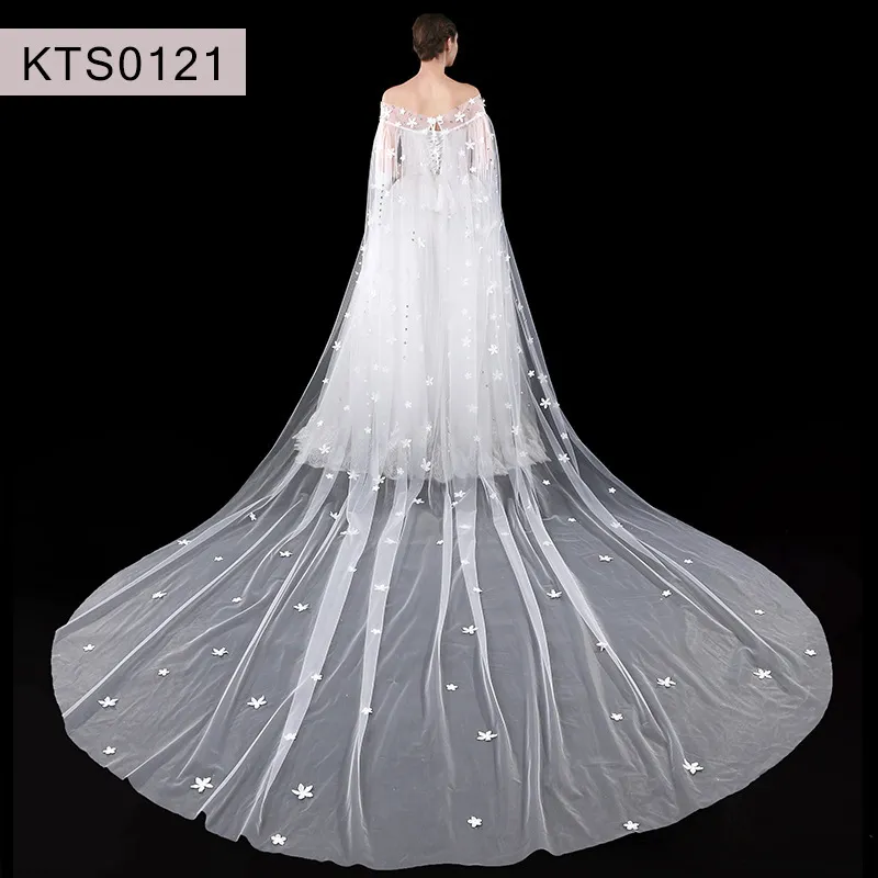 Tulle Applique Long Veil Bridal Accessories Bride Flower Lace Cathedral Wedding Veil