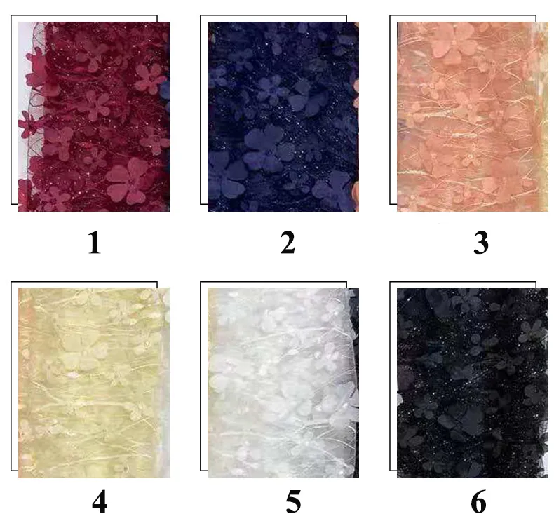 3D Laser Flower Embroidery Mesh Lace Fabric for Wedding Lolita Clothing Curtain