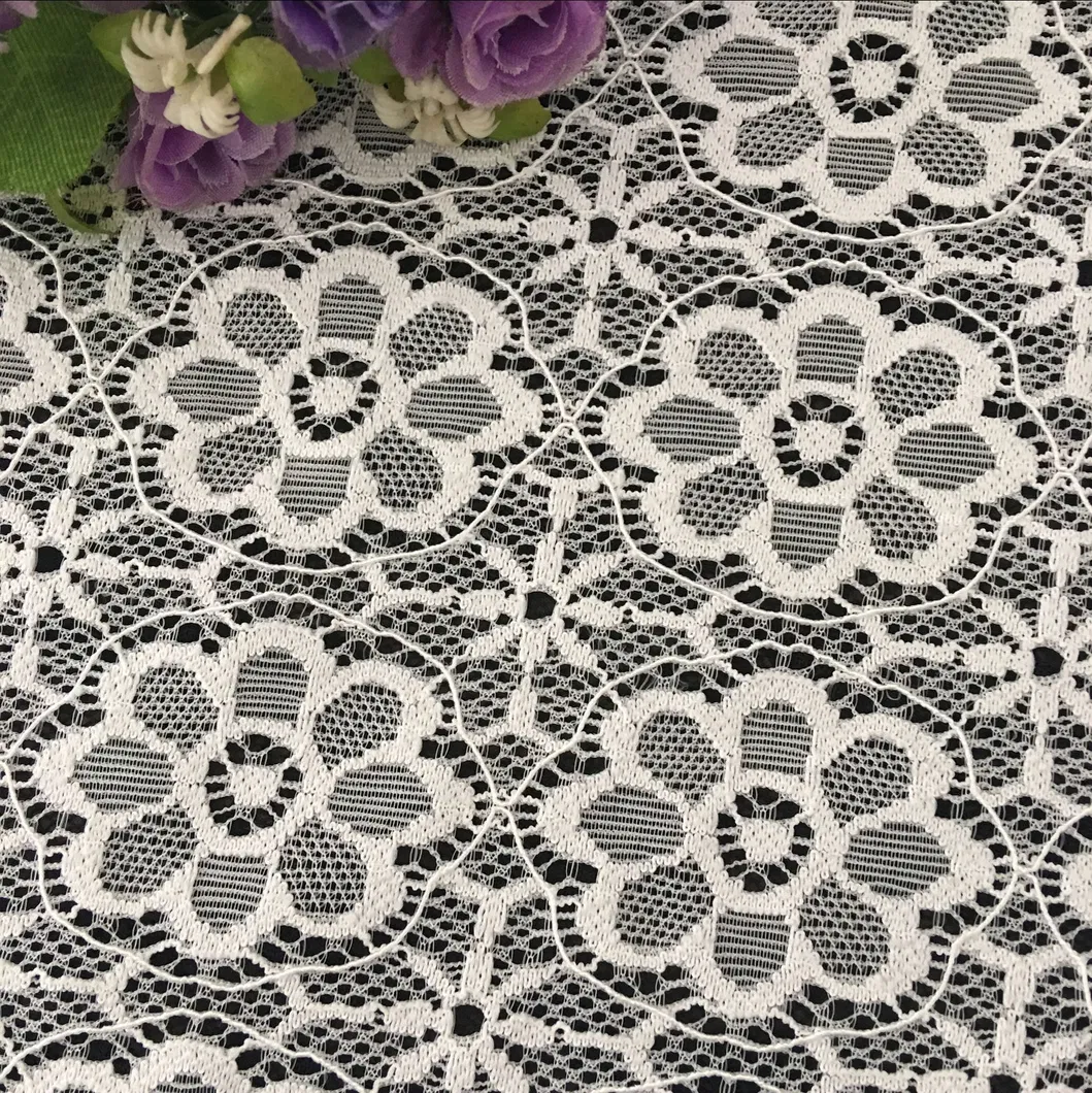 Direct Supply Price Flower Flat Textile Lace Fabric for Curtain Tablecloth