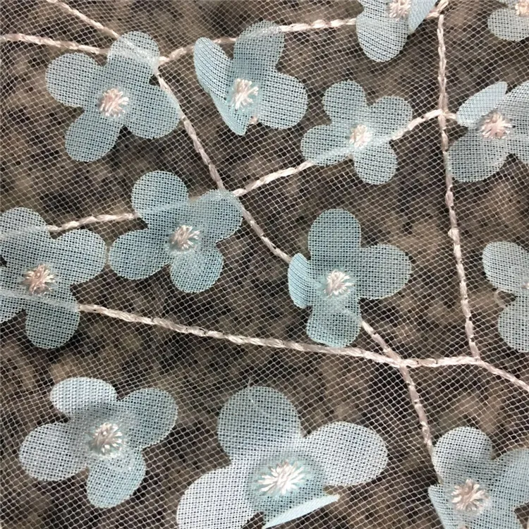 Laser 3D Flower Computer Embroidery Irregular Mesh Textile Lace Fabric