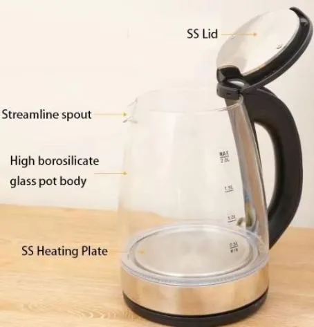 2.0L Kettles Glass Electric Kitchen Glass Tea Electric Kettle with LED Light Bouilloire é Lectrique En Verre