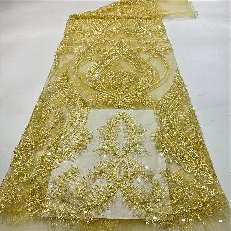 Polyester Mesh Bead Tube 3D Embroidery Lace Fabric for Wedding Cover Curtain