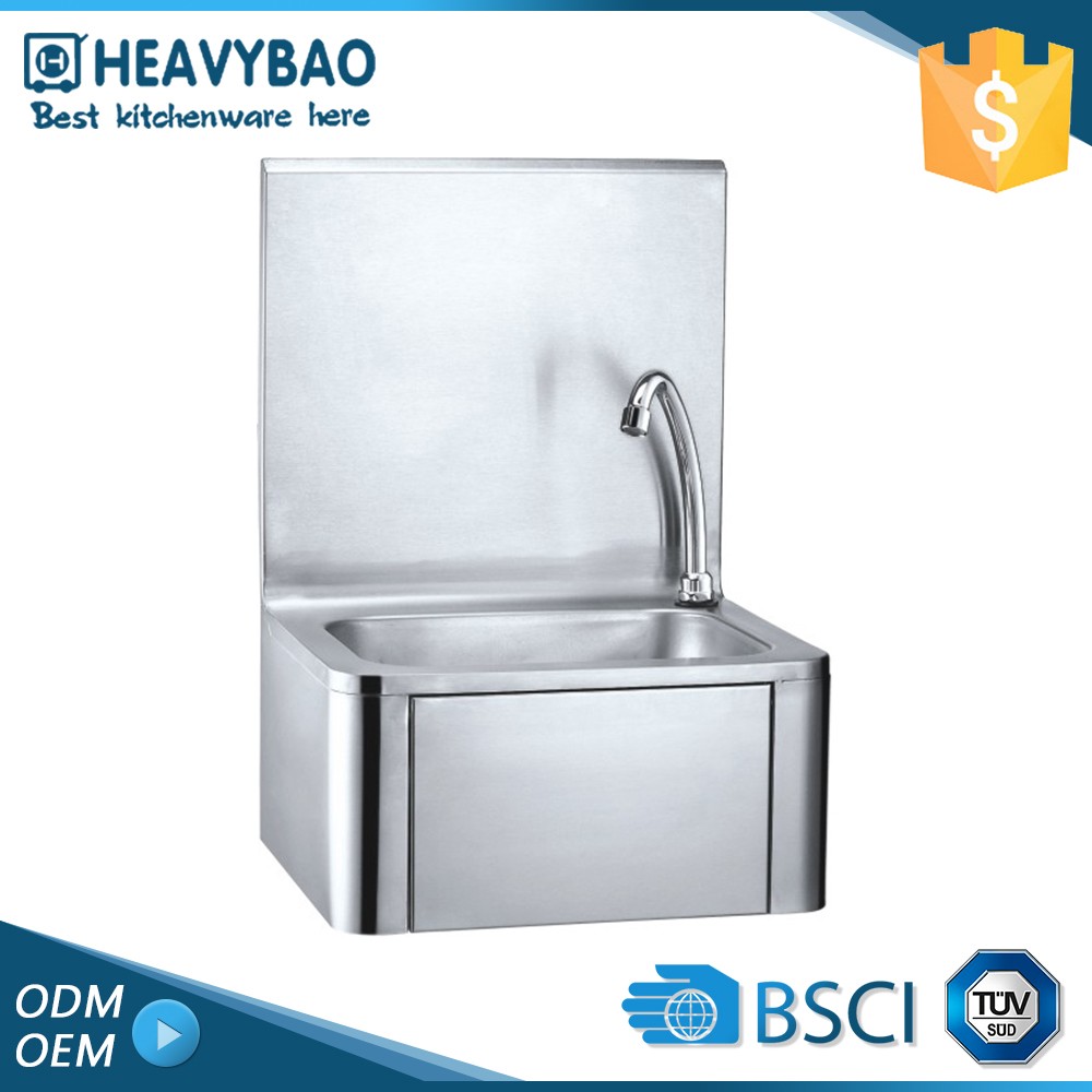 Commercial hand free knee operated sink stainless steel sink washing basin for restaurant