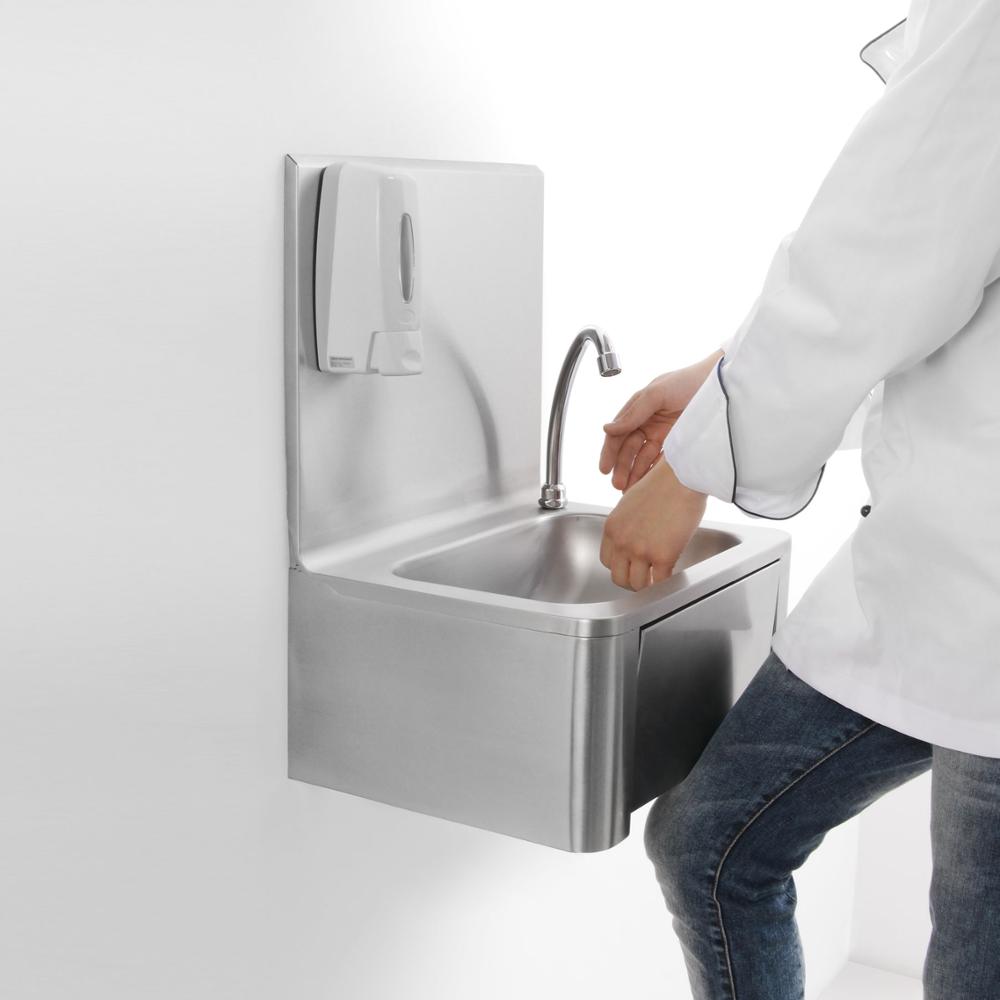 Commercial hand free knee operated sink stainless steel sink washing basin for restaurant