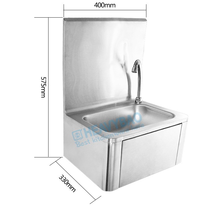 Commercial hand free knee operated sink stainless steel sink washing basin for restaurant