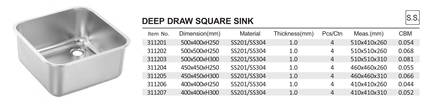 Custom Heavybao 304 Industrial Stainless Steel Kitchen Sink Bowl Handmade Rectangular Table Commercial Kitchen Kitchen