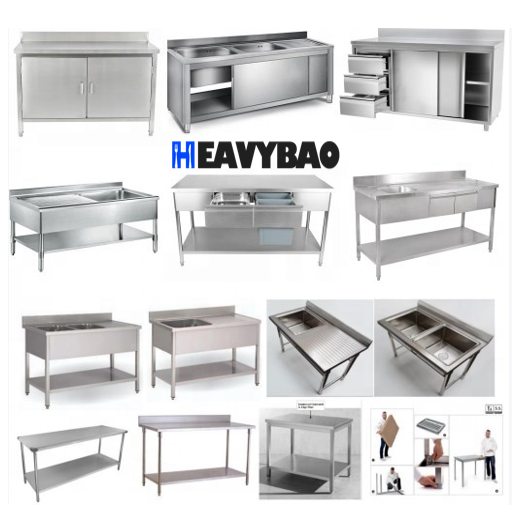 HEAVYBAO Catering Equipment Stainless Steel Galvanized Kitchen Work table Working Bench For Kitchen Using