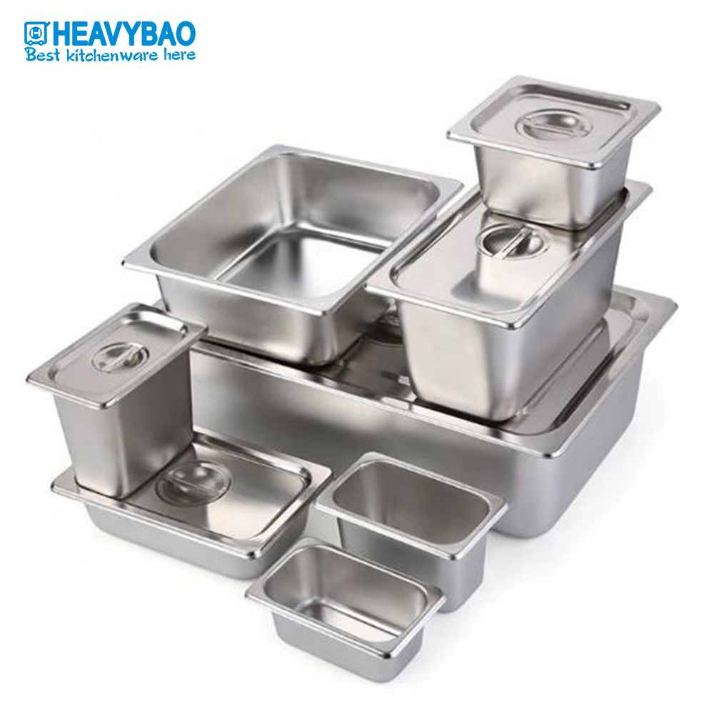 Heavybao 1/1 Stainless Steel Hotel Ice Cream Gastronorm Food Containers GN Pan For Restaurant Kitchen