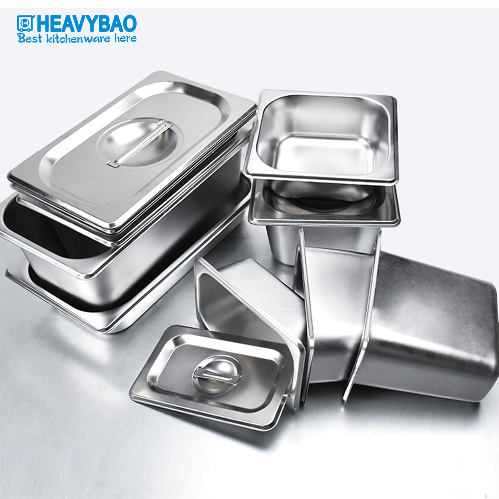 Heavybao Catering Restaurant Cafe Hotel Kitchenware Euro Style Stainless Steel GN Pan Gastronorm Container Food Pan