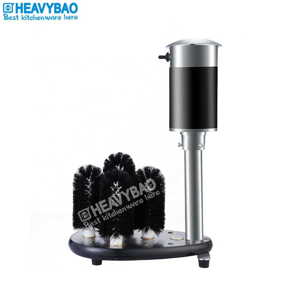 Heavybao Commercial 5 Brushes Glasses Bar Restaurant Cafe Glass Edge Polishing Machine Glass Cup Dryer and Polisher