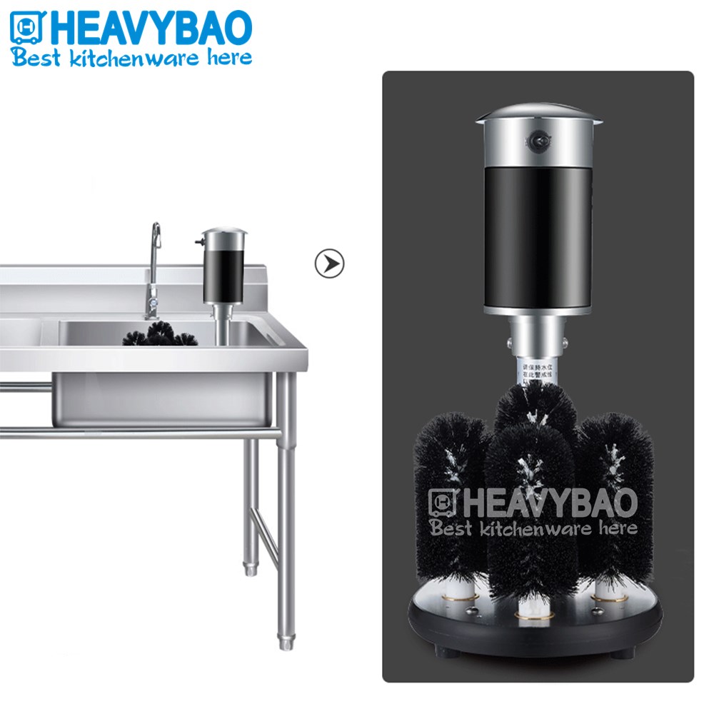 Heavybao Commercial 5 Brushes Glasses Bar Restaurant Cafe Glass Edge Polishing Machine Glass Cup Dryer and Polisher