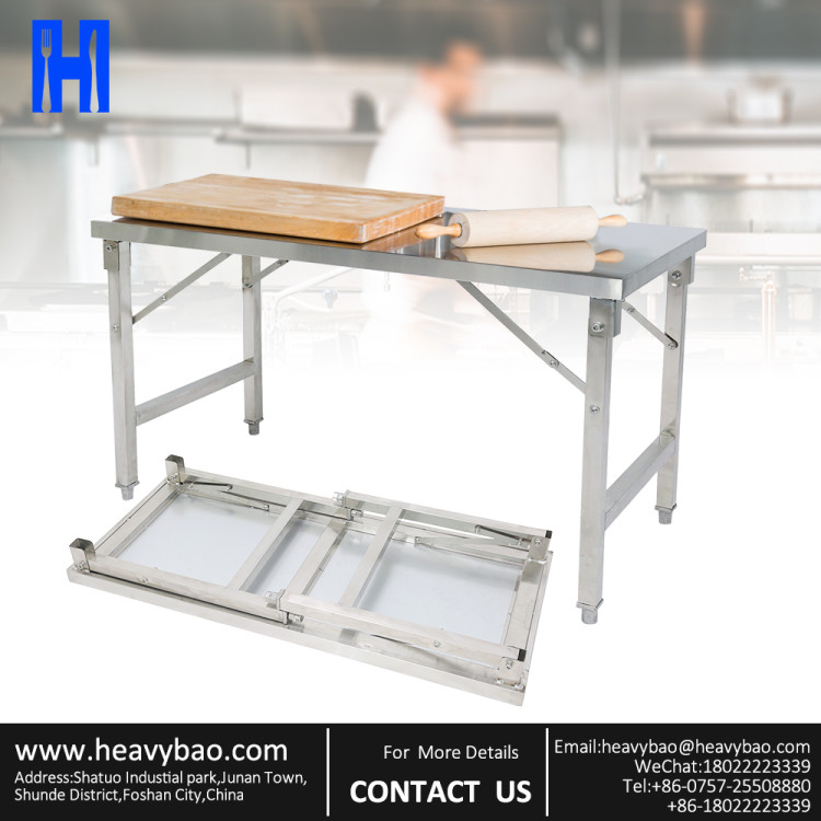 Heavybao Commercial Foldable Work Table Stainless Steel Kitchen Work Table Equipment For Home Restaurant