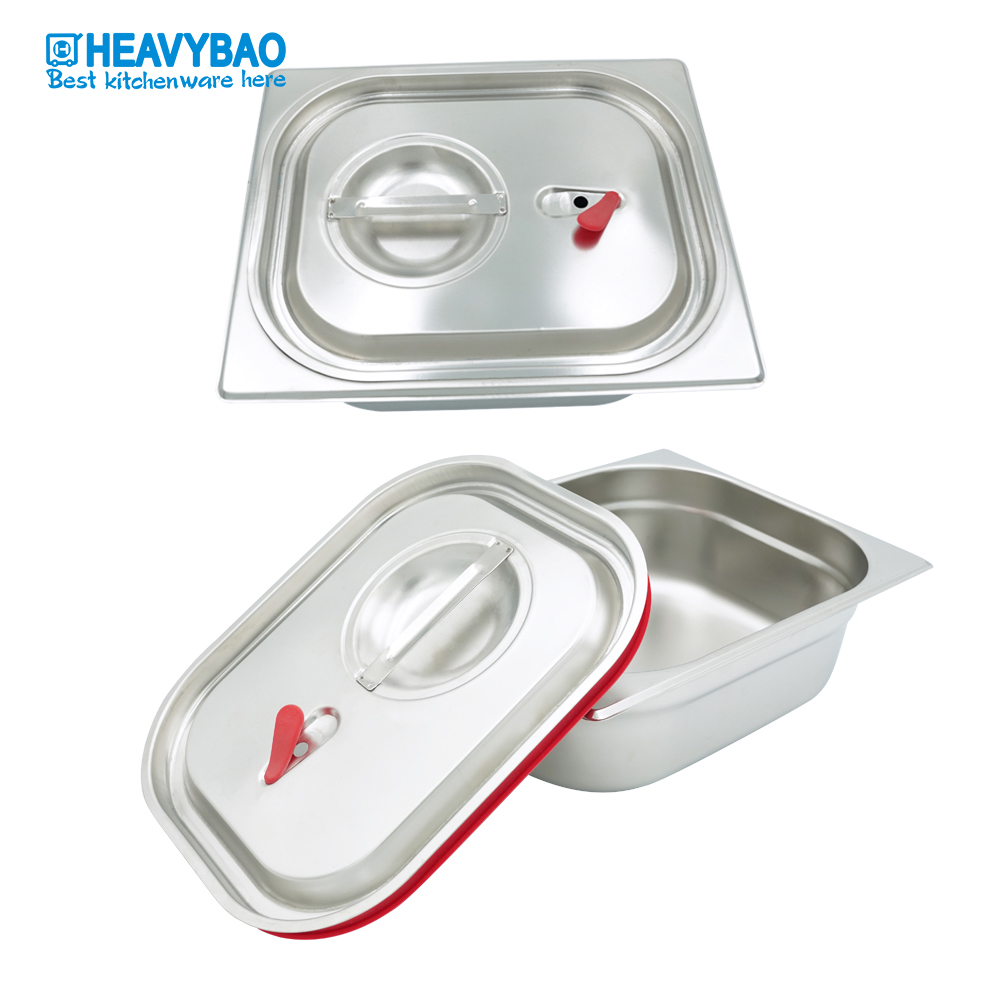 Heavybao Commercial Food Grade Silicone Lid Stainless Steel Buffet Gn Pan Cover For Kitchen Equipment