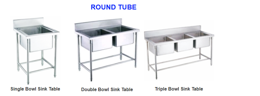 Heavybao Commercial Hot Selling Triple Bowl Kitchen Sink Table/Working Table With Sink/Sink Table With Under Shelf