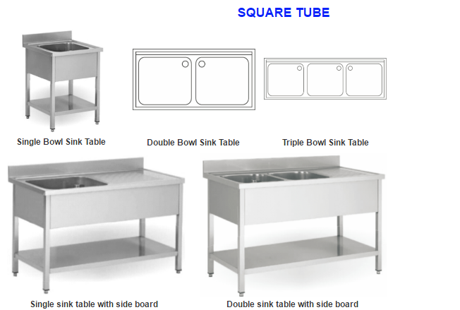 Heavybao Commercial Hot Selling Triple Bowl Kitchen Sink Table/Working Table With Sink/Sink Table With Under Shelf