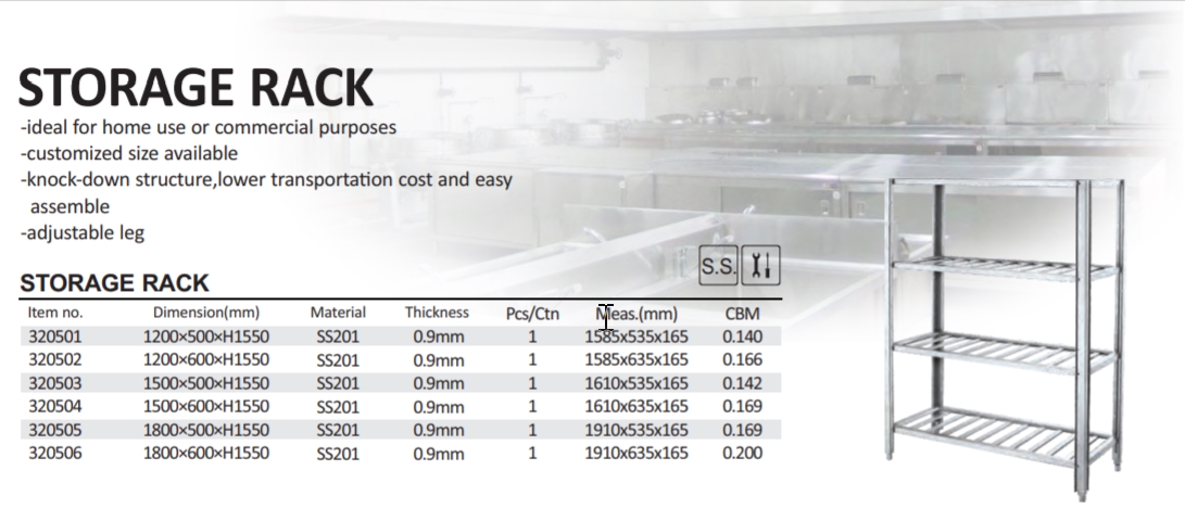 Heavybao Commercial Hotel Kitchen Equipment Used Food Round Tube Rack Type Stainless Steel Warehouse Kitchen Storage Rack