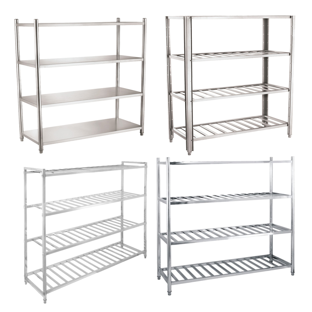 Heavybao Commercial Hotel Kitchen Equipment Used Food Round Tube Rack Type Stainless Steel Warehouse Kitchen Storage Rack