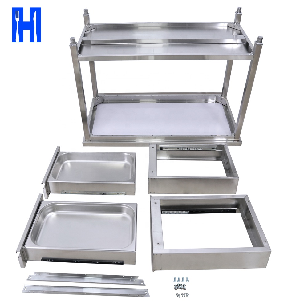 Heavybao Commercial Kitchen Equipment Hotel Match GN1/1-100 Stainless Steel Worktable With Removable Drawers